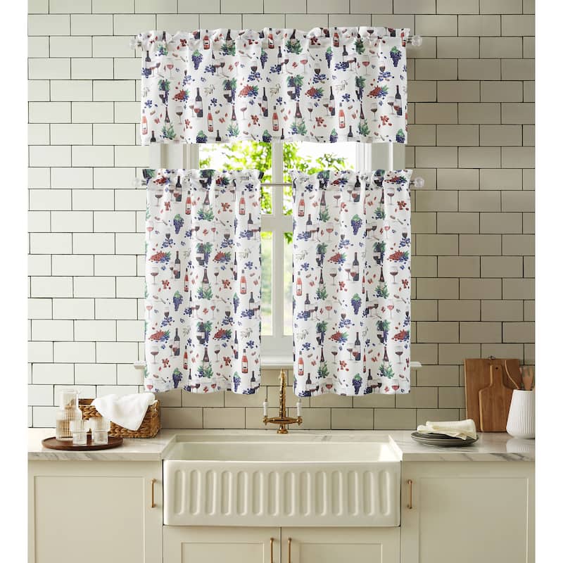 Tribeca Wine Kitchen Curtain Set with Valance & Tiers