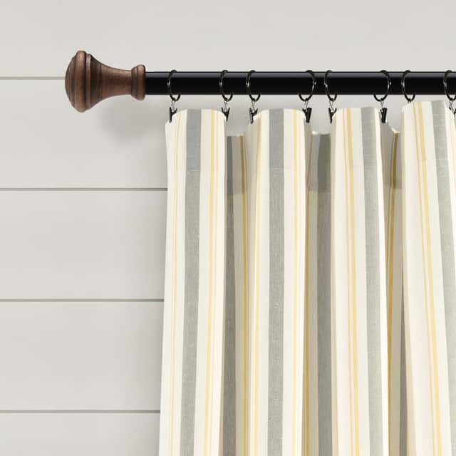 Lush Decor Farmhouse Stripe Yarn Dyed Cotton Window Curtain Panel Pair