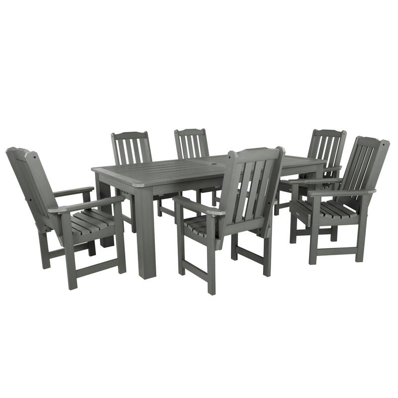 Lehigh 7-piece Outdoor Dining Set - 42" x 84" Table, Dining Height - Coastal Teak