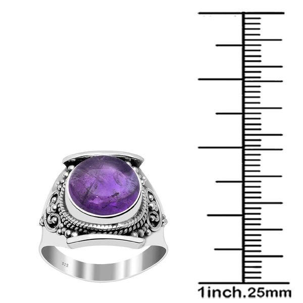 Multi Color Gemstones Sterling Silver Round Filigree Ring by Orchid Jewelry