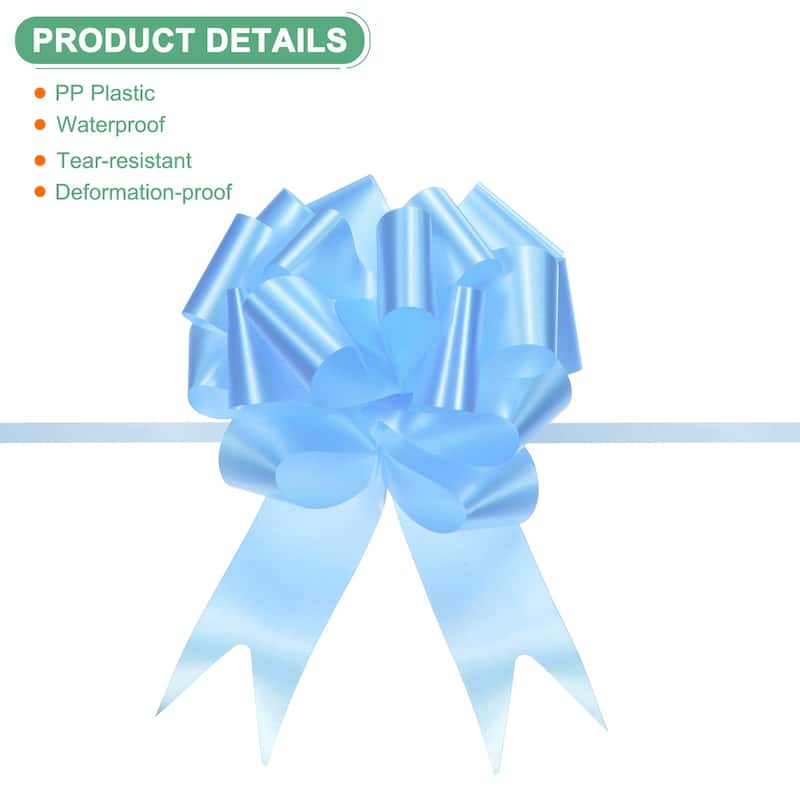 10pcs Large Pull Bow 10 Inch Flower Bows for Wedding Baskets - Light Blue