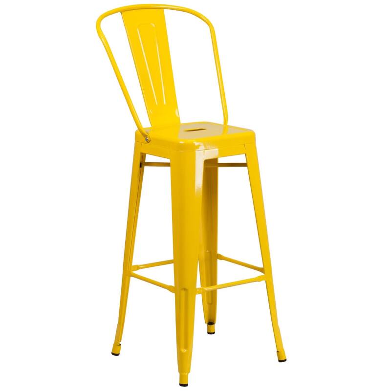 4 Pack 30" High Metal Indoor-Outdoor Barstool with Back - Kitchen Furniture