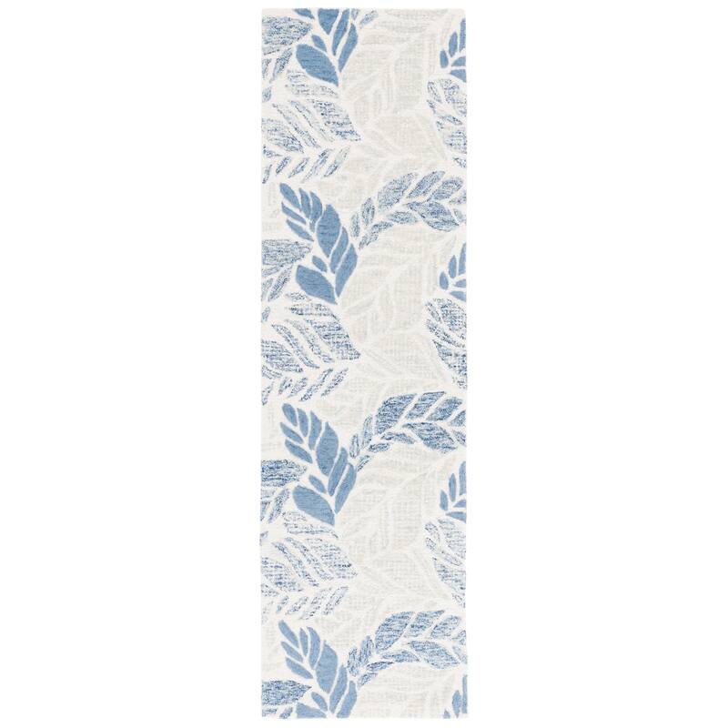 SAFAVIEH Hand-Tufted Martha Stewart Trajanka Modern & Contemporary Wool Rug - 2'3" x 8' Runner - Ivory/Blue