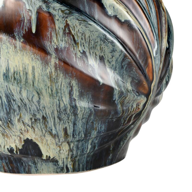 Elk Home Kelly Blue Reactive Earthenware 9.5 Inch Wide Vase