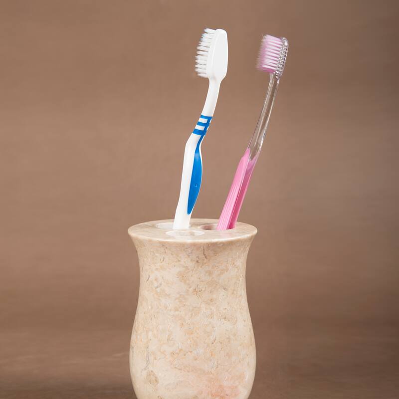 Creative Home Vase Collection Champagne Marble Toothbrush Holder, Tooth Brush Holder - Beige