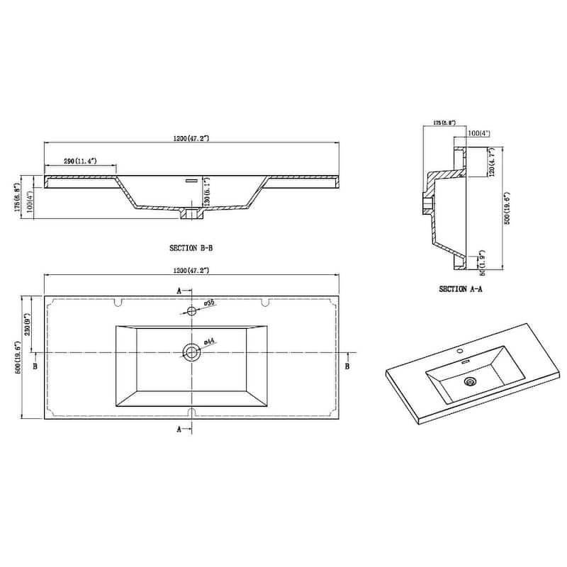 Noble 48" Wall Mounting Vanity with Reinforced Acrylic Sink