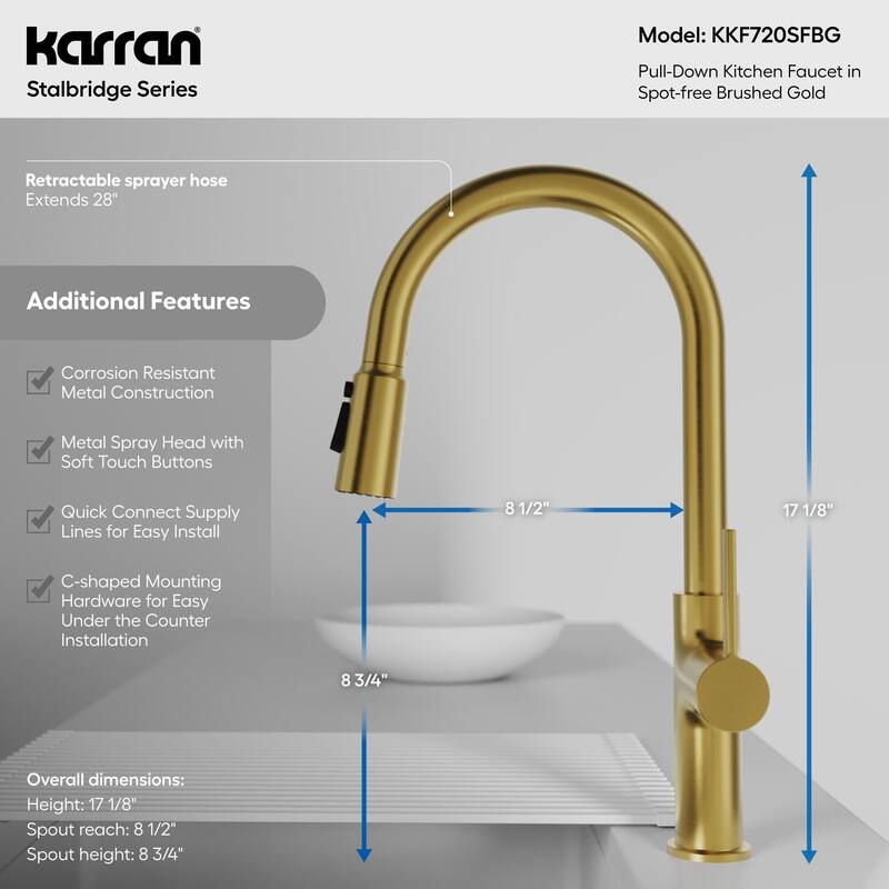 Karran Stalbridge Single Handle Pull-Down Sprayer Kitchen Faucet