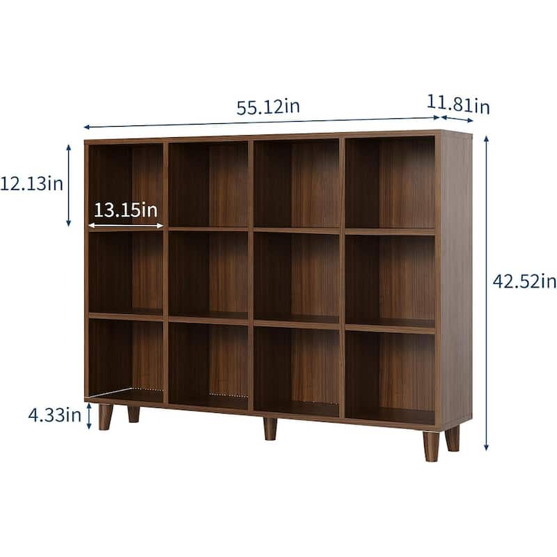 12 Cube Bookcase, Open Bookshelf Storage Organizer for Home Office Living Room Bedroom