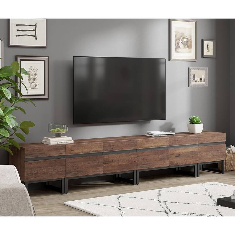 WAMPAT Modern TV Stand for TVs up to 50 inch TV, 2 in 1 Entertainment Center TV Console with Storage Cabinets and Metal Base