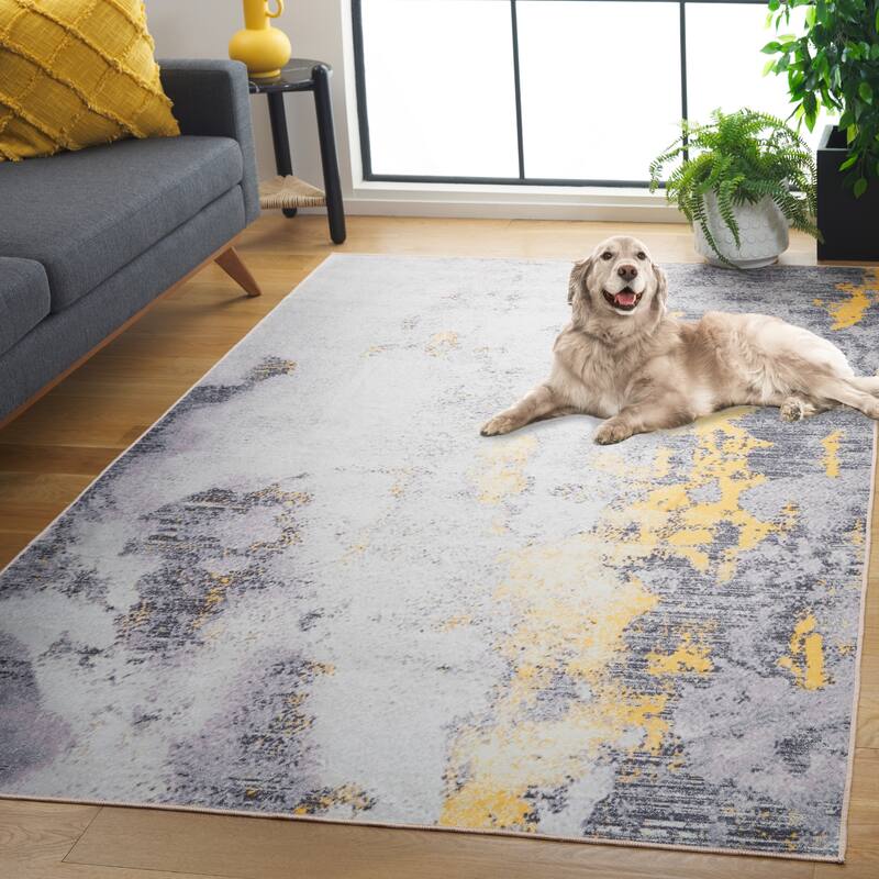SAFAVIEH Malibu Idamae Contemporary Machine Washable Rug - 8' x 10' - Grey/Gold