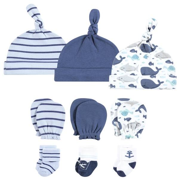 slide 1 of 1, Hudson Baby Boys Caps, Mittens and Socks Set, Sea Friends, 0-6 Months - Sea Friends 0-6 Months - Sea Friends