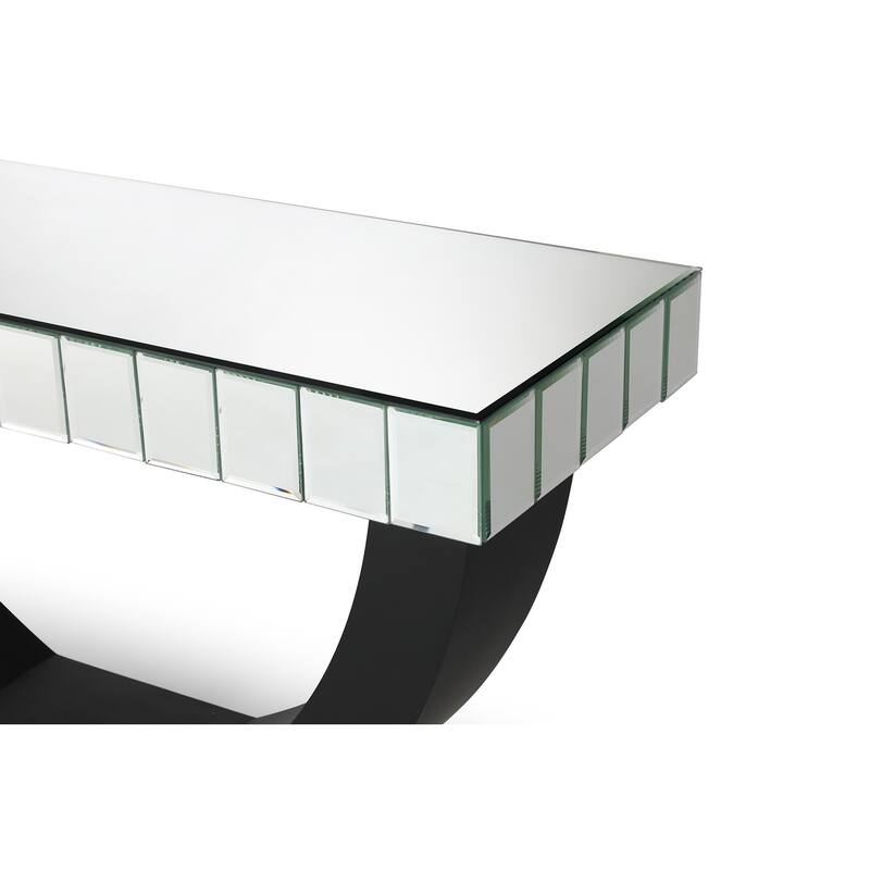 Decor 47 in. Matte Black Rectangle Glass Top Console Table