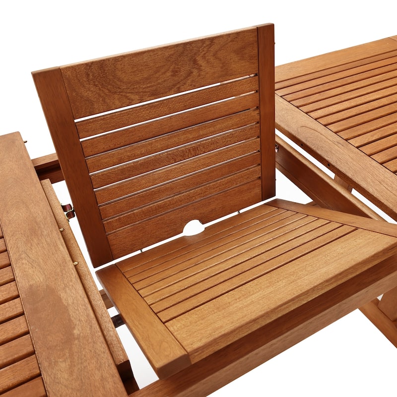 Carmel Solid Wood Extendable Outdoor Dining Table with Umbrella Hole - 59.8" L (78.3" L extended)