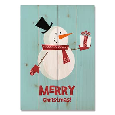 Merry Christmas Snowman 14x20 Wile E. Wood Indoor/ Outdoor Full Color Wall Art - 14 x 20