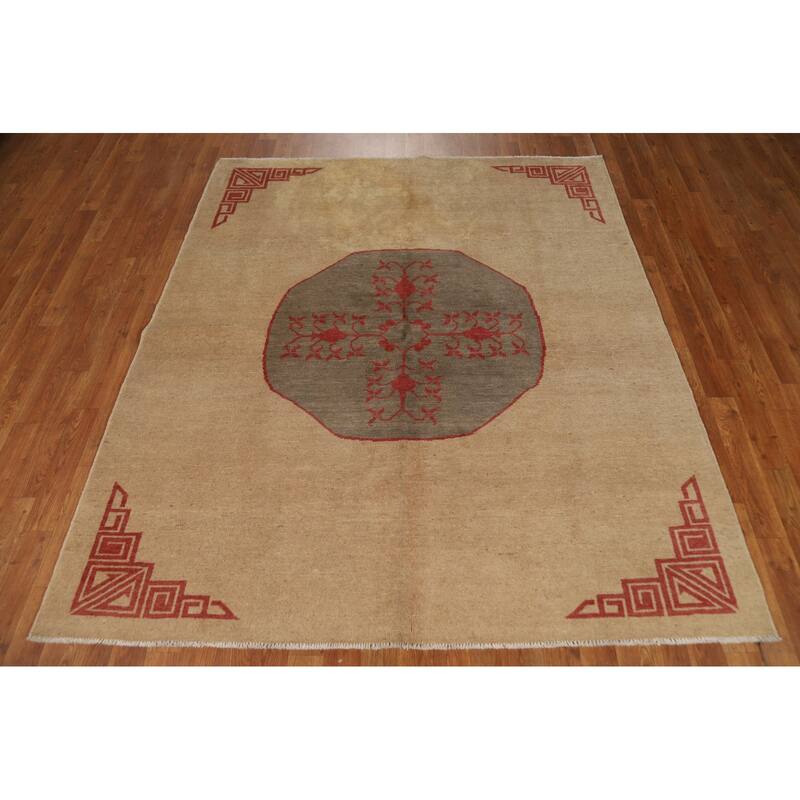 Medallion Gabbeh Oriental Rug Handmade Wool Carpet - 5'7"x 6'6"