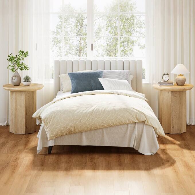 Round Side Table, Wooden End Table for Small Space - 1PC