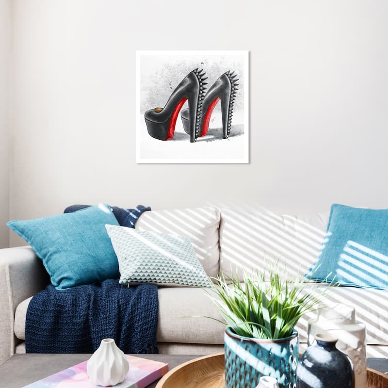 Wynwood Studio Canvas Fashion and Glam Spikes Black and Pastel Black Glam Wall Art Canvas Print - 20 x 20