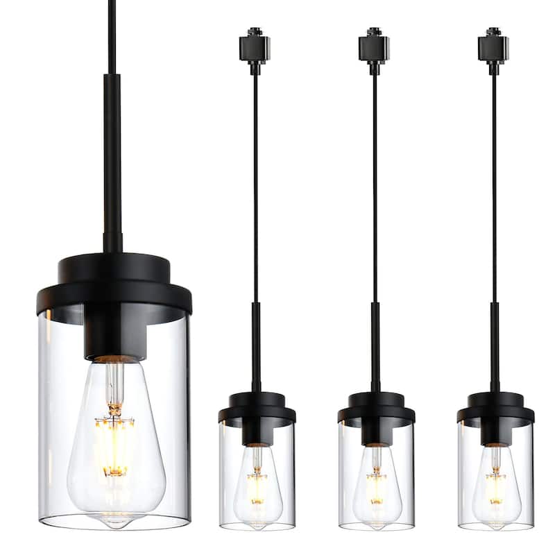 4 Pack H-Type Lighting Pendants Ceiling Track Hanging Light Fixtures, with Track Lighting Rail, E26 Socket, not Include