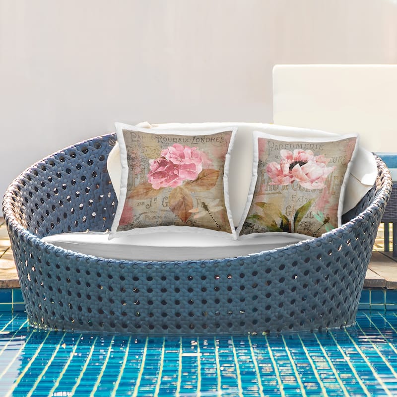 Stupell Vintage Collage French Florals Printed Outdoor Throw Pillow Design by Sasha (Set of 2)