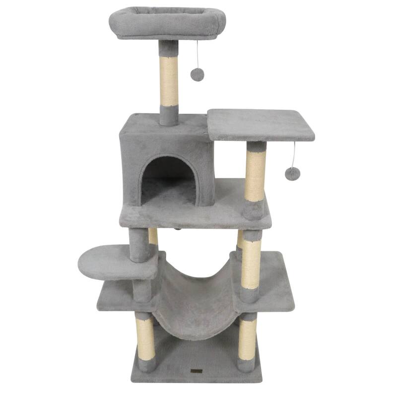 Costway 58” Tall Multi-level Cat Tree with Upholstered Perch & Cat - See Details