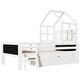 preview thumbnail 15 of 14, Twin Size House Bed with Ladder, Storage Drawers, and 2 Blackboard Designs, No Box Spring Needed, White