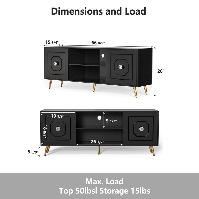 Modern Console TV Stand with Storage - 67"×25.6"