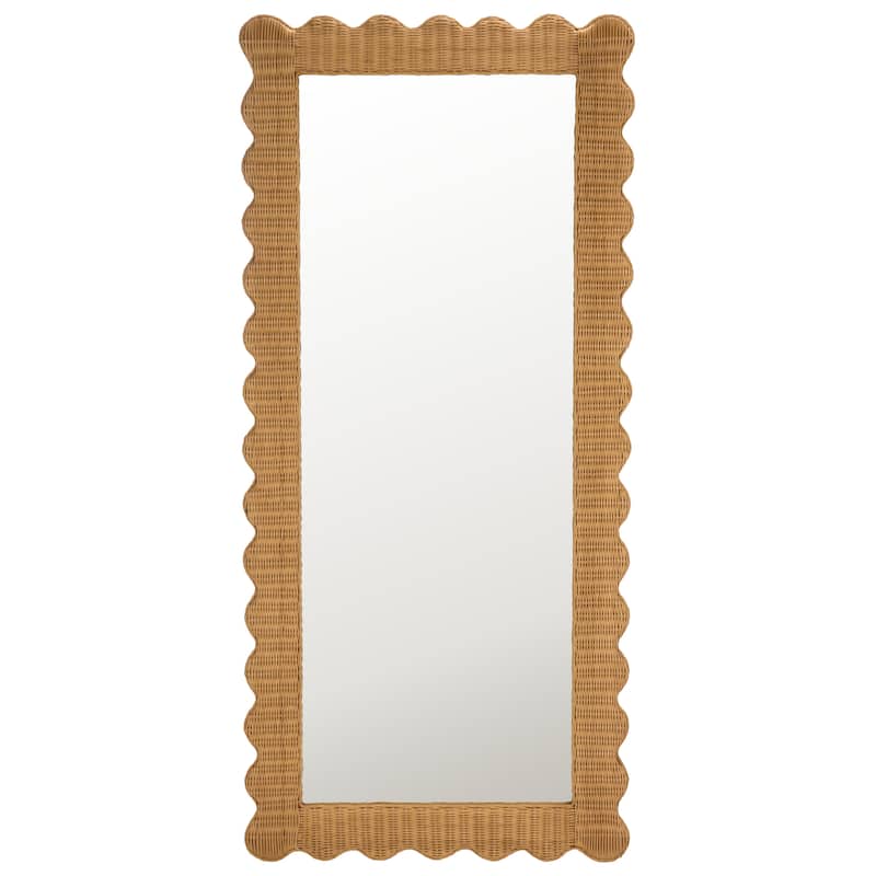 SAFAVIEH Couture Glendetta Natural 70.5-inch Large Vertical Rectangle Rattan Mirror - 32.7"W x 1.5"D x 70.5"H