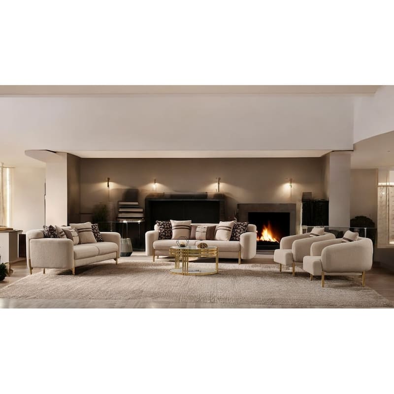 Maria 4 Pieces Living Room Sets 2 Sofa 2 Chair - Beige