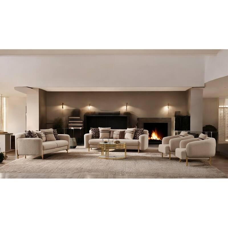 Ndoy 4 Pieces Living Room Sets 1 Sofa 1 Loveseat 2 Chair - Beige