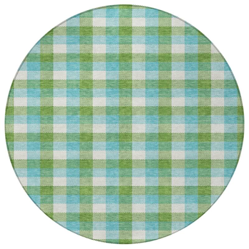 HomeRoots Plaid Transitional Rectangle Outdoor Rug