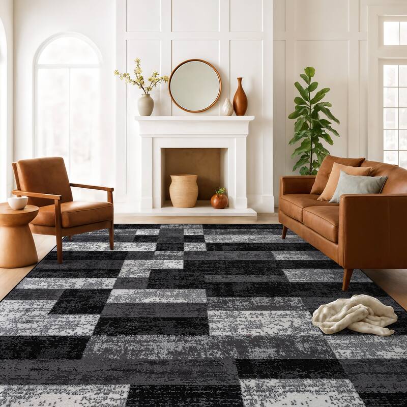 World Rug Gallery Modern Abstract Grid Area Rug - 7'10" x 10'