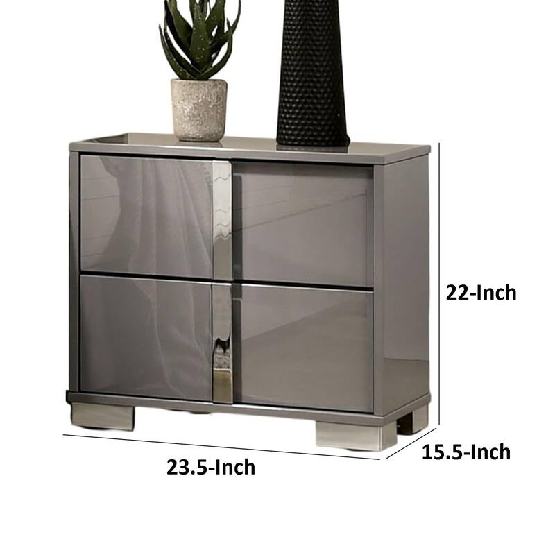 Suni Nightstand, Light Taupe Wood with UV Finish, 2 Drawers, 24 Inch