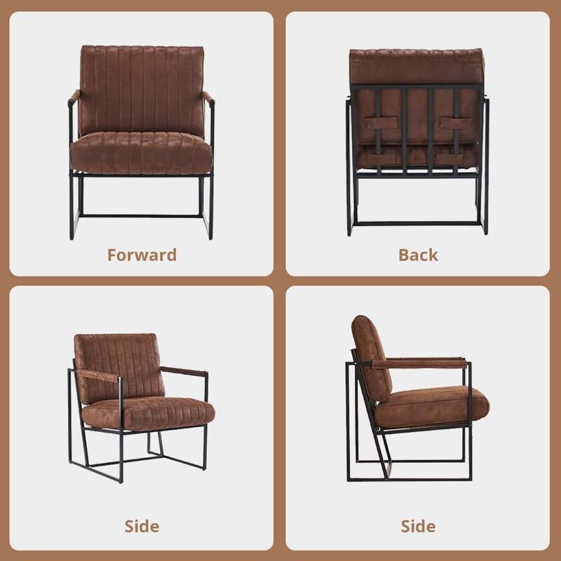 Upholstered Accent Chair with Wide Large Backrest and Thick Cushion, Reading Chair for Living Room