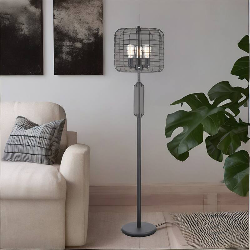 Cage Style Floor Lamp with Edison Bulb