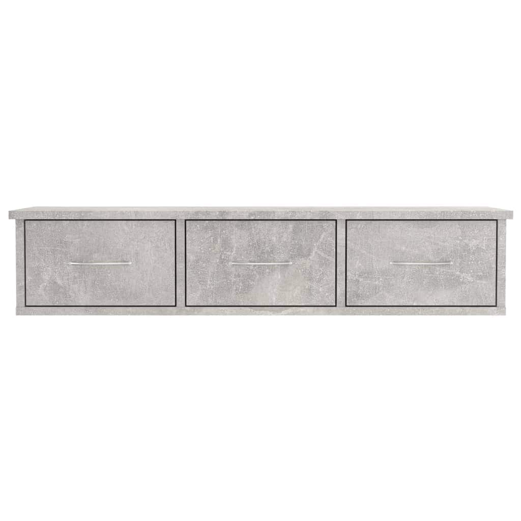 vidaXL Wall-mounted Drawer Shelf Floating Concrete Gray 23.6/" Chipboard Side