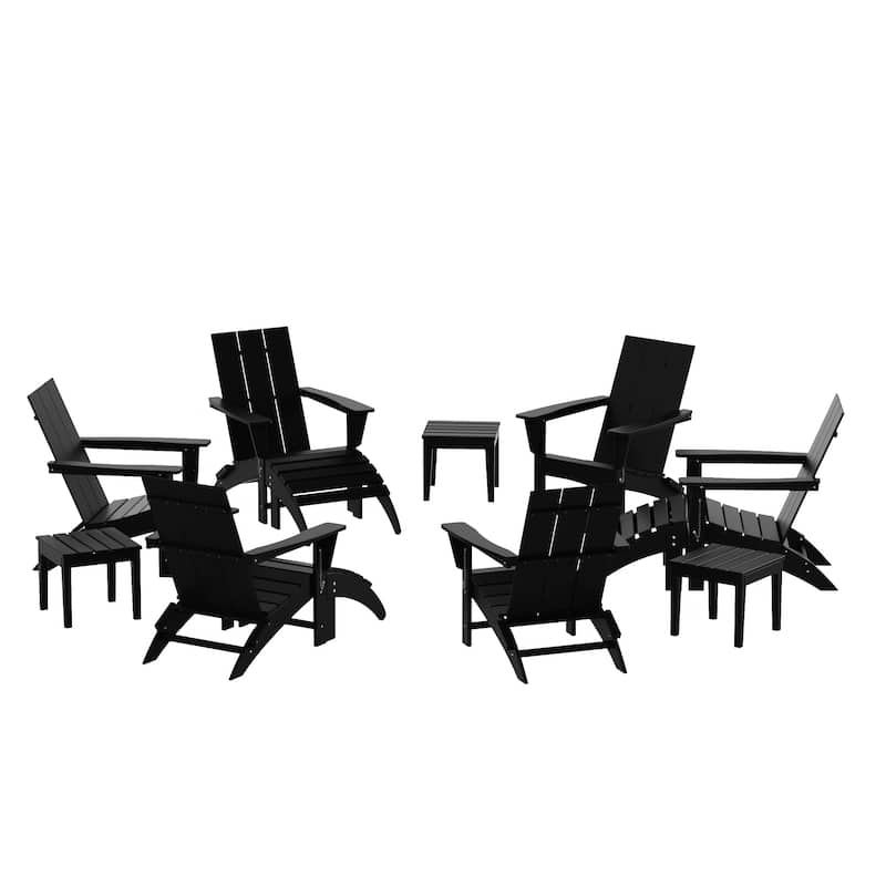 Shoreside Modern 12-Piece Folding Adirondack Chair With Ottoman And Side Table