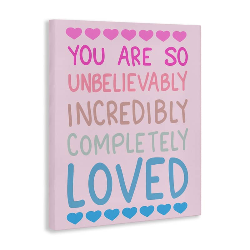 Stupell Incredibly Loved with Hearts Canvas Wall Art Design By Sweet Melody Designs