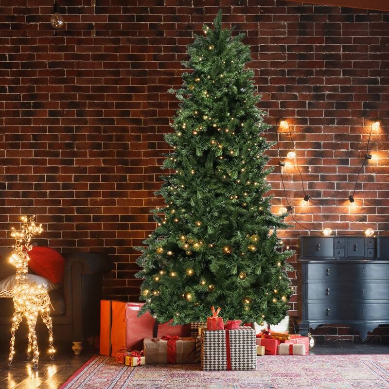 7.5ft Flocking Tied Light Christmas Tree - Green