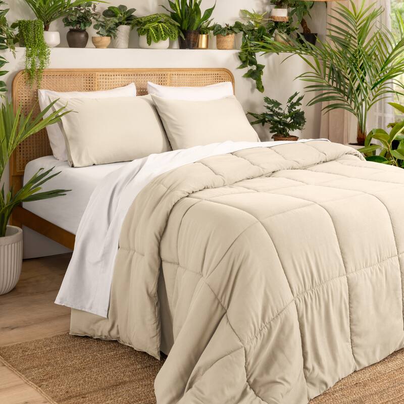 Ivy Union Microfiber Comforter Set - California King - Sand - Box Stitch