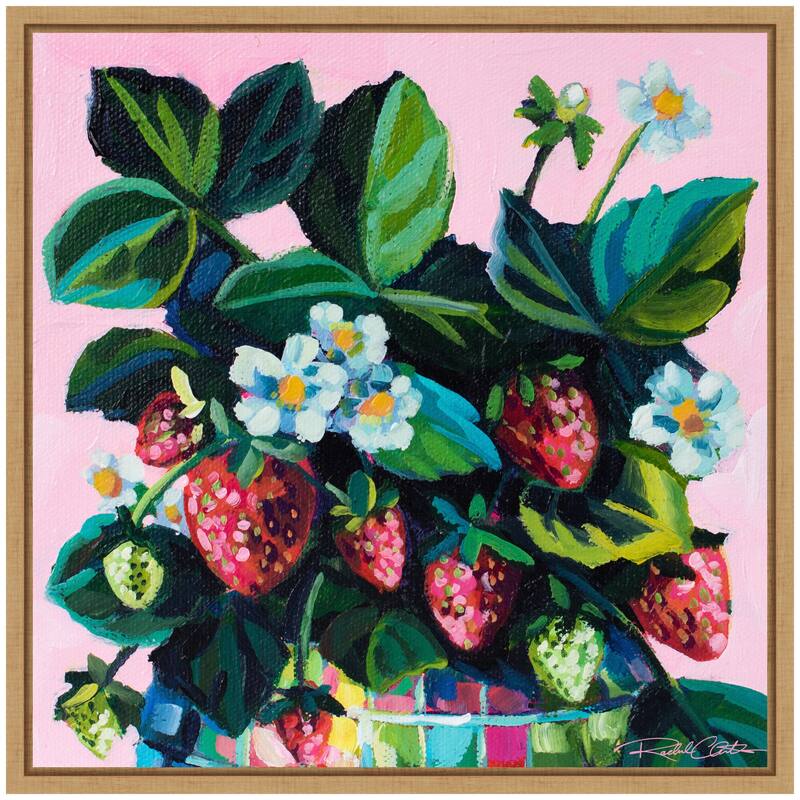Kate and Laurel Sylvie Disco Berries Framed Canvas by Rachel Christopoulos