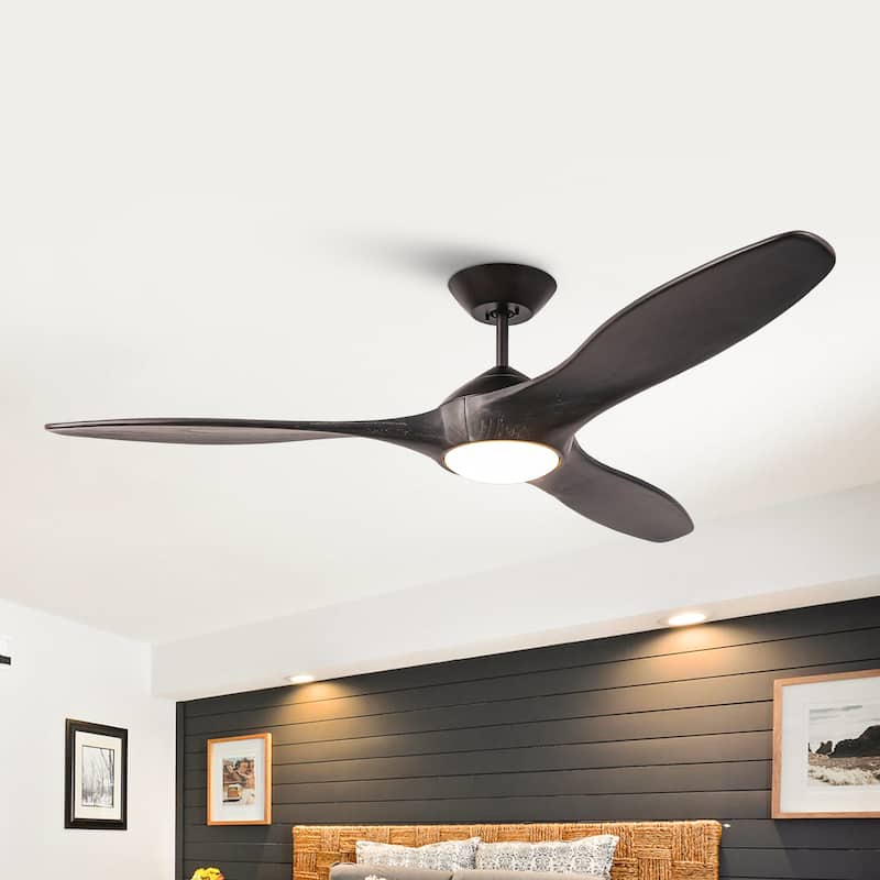60" Modern Oil Rubbed Bronze Large Ceiling Fan with Light and Wall Control - 60-inch W x 13.8-inch H