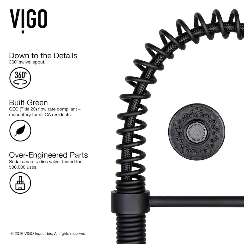 VIGO Edison 19" H Single Handle Pull-Down Sprayer Kitchen Faucet