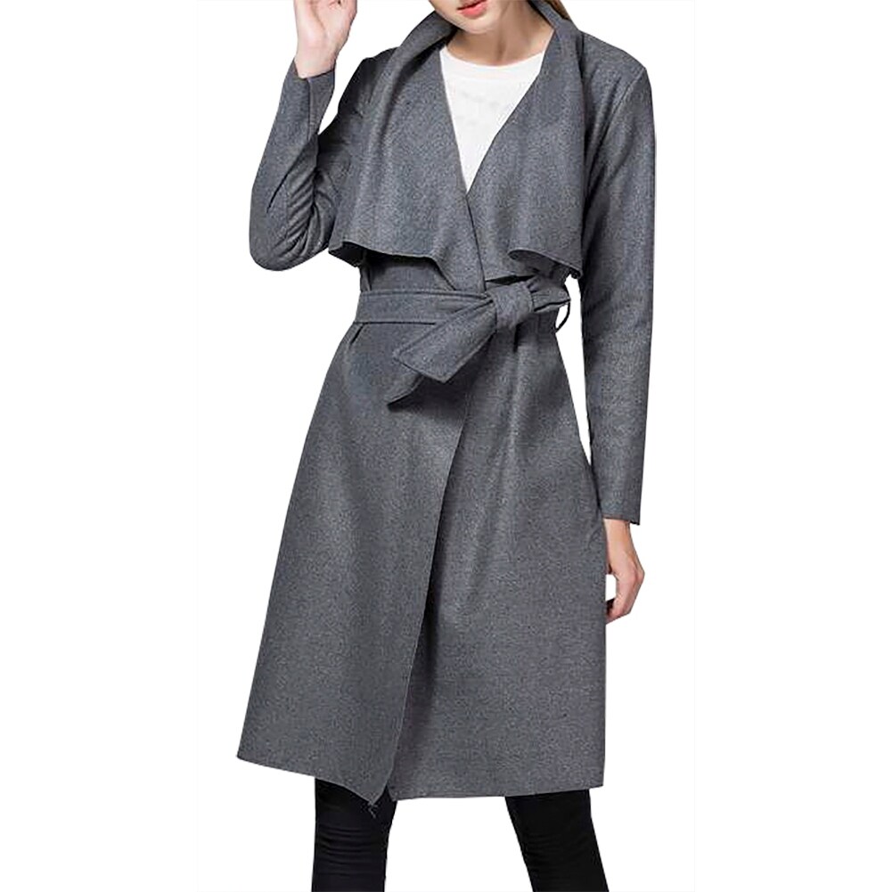 Shop Qzunique Women S Casual Long Sleeve Lapel Outwear Trench Coat