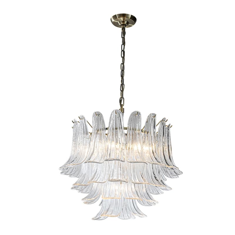 Vintage Mid-Century Modern Chandelier Clear Art Glass Pendant With Antique Bronze Finish For Livingroom Bedroom - W24''