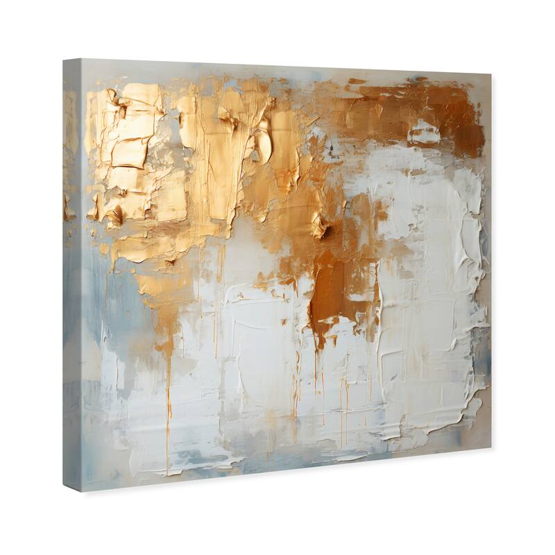 Wynwood Studio Canvas Abstract Gold Pouring from Heaven Gold and Metallic Gold Glam Wall Art Canvas Print