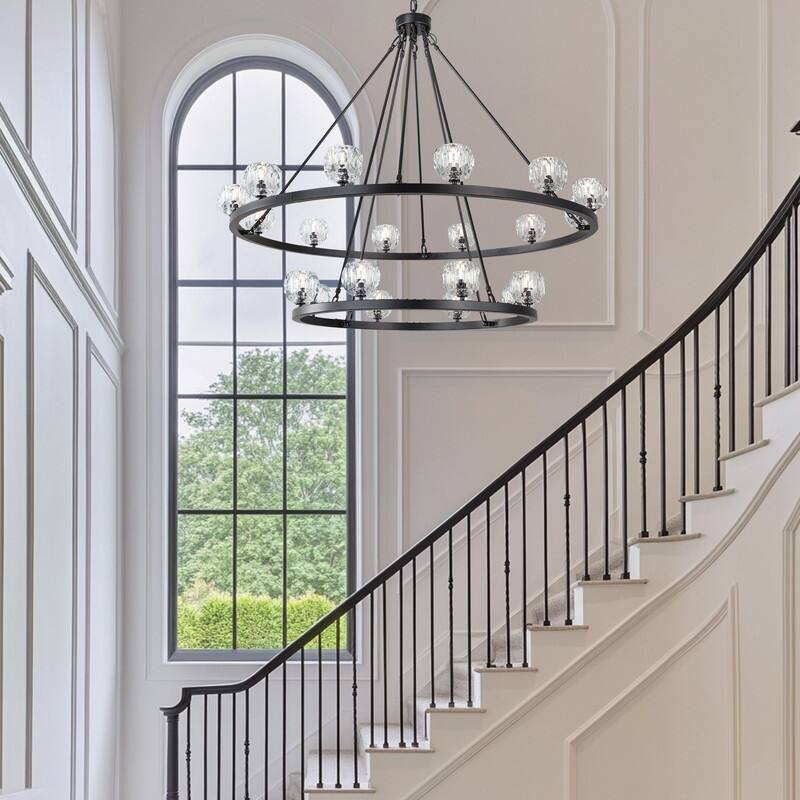 KAYLA 48" 20-Light Double-Layer Crystal Ball Chandelier