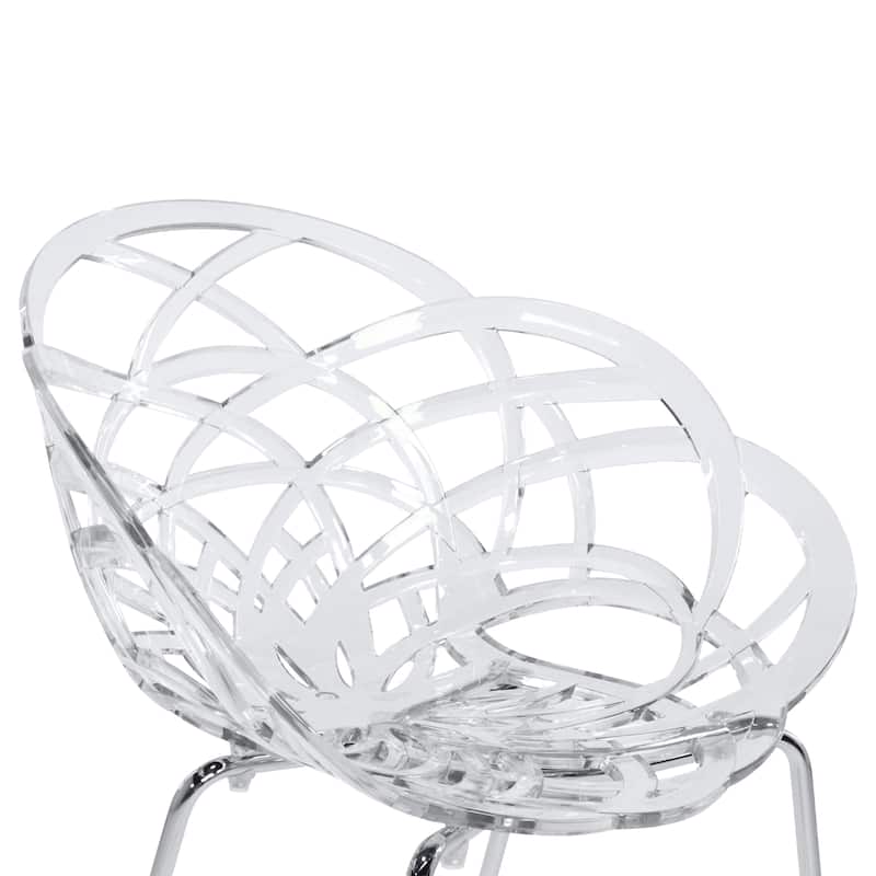 Furnish Theory Fleur-ML Stackable Dining Armchairs Arm Chairs Anti-UV Polycarbonate Shell & Chrome-Plated Steel Legs (Set of 2)