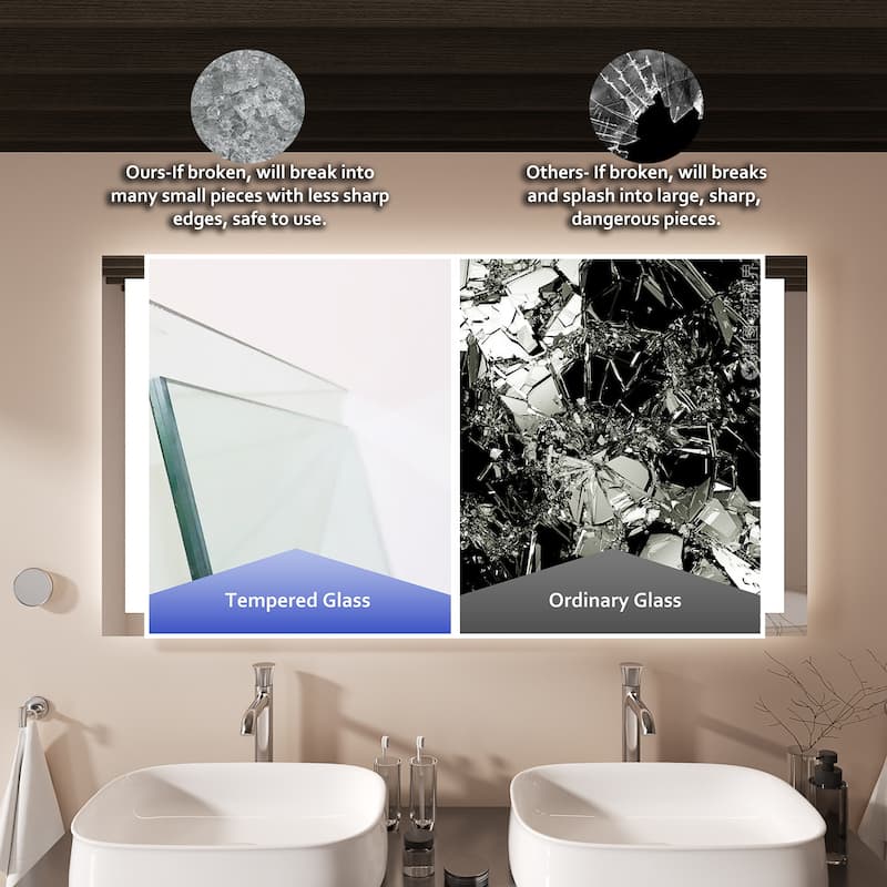 QuivaraView LED lights Frameless Wall Mounted Bathroom Vanity Mirror