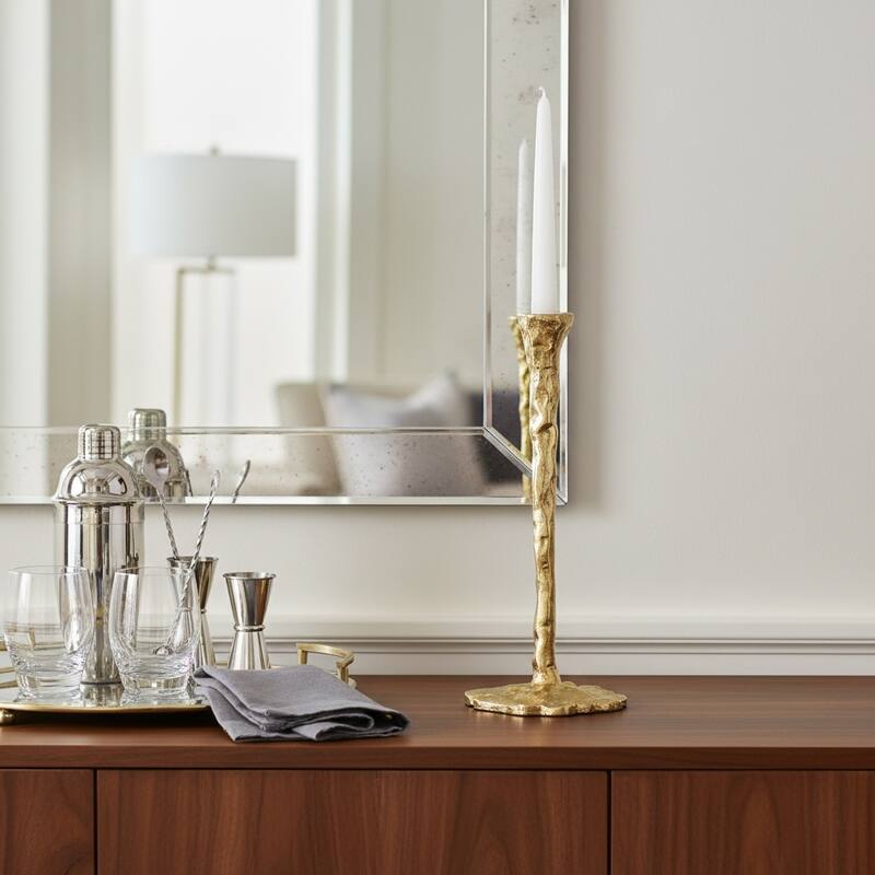 Metal Forged Taper Candle Holder with Base - 15.0"