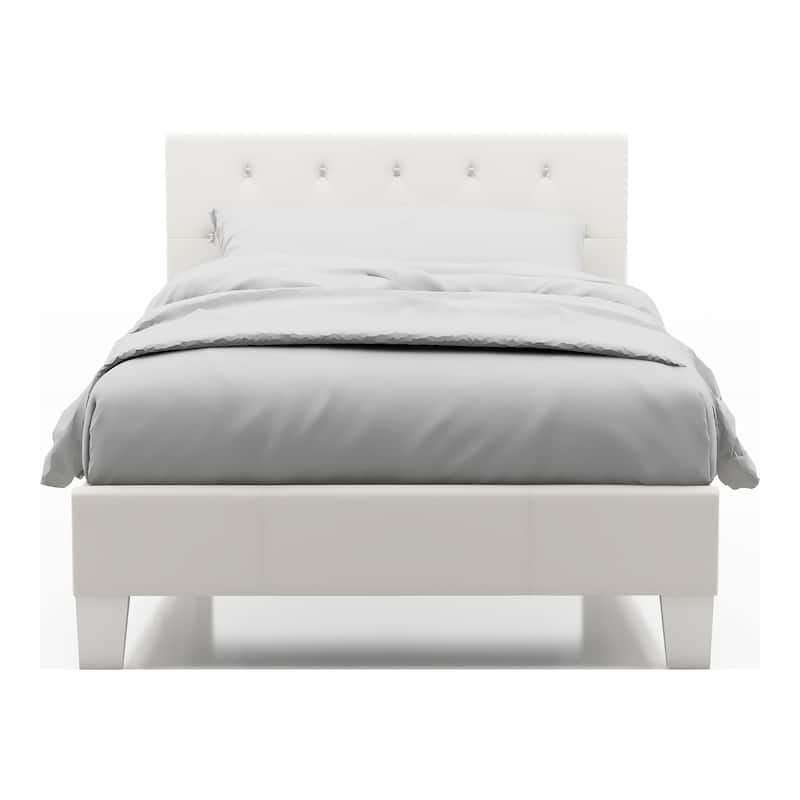 Heston Glam Twin Faux Leather Upholstered Tufted Platform Kid Bed by Silver Orchid